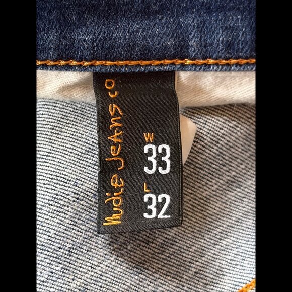 Nudie Jeans 33 x 32 Mens Blue Grim Tim Button Fly Crushed Denim 5 Pocket - Picture 9 of 11